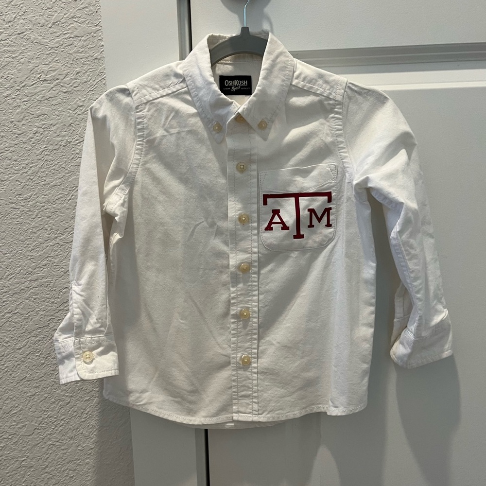 OshKosh B'gosh White Button Down Shirt with Texas A&M logo